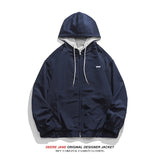 Men Cardigan Hoodie Spring Color Stitching Hoodie Male Loose Casual Jacket