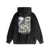Purple Brand Distressed Hoodie Fashion Old Loose Hooded Sweater