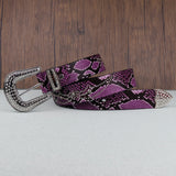 Hip-hop punk rhinestone belt python pattern