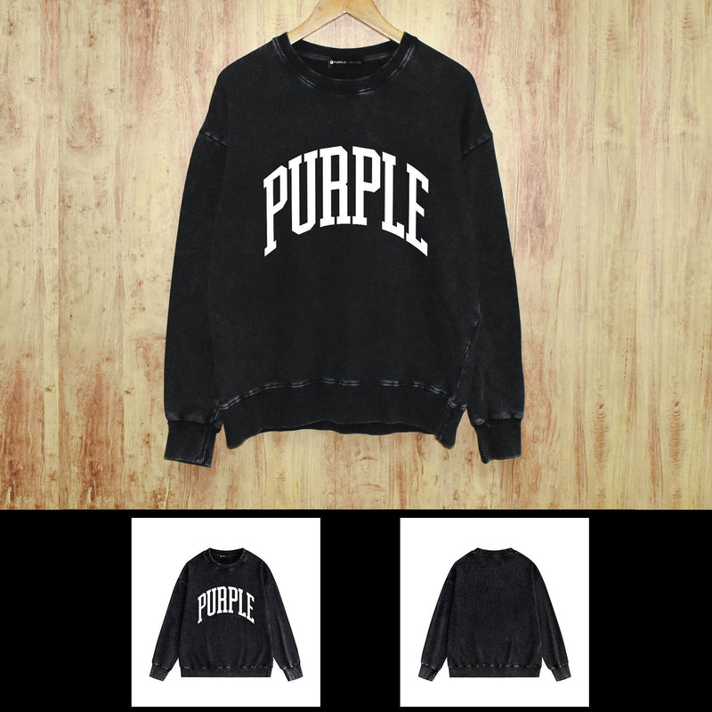 Purple Brand Distressed Sweatshirt Retro Vintage Crew Neck Sweater