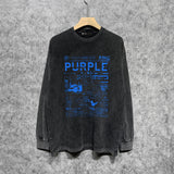 Purple Brand Distressed Long Sleeve Shirt Fashion Distressed Loose Long-sleeved Top
