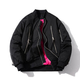 Mens Vintage Jackets Zip Baseball Collar Thermal Bomber Jacket