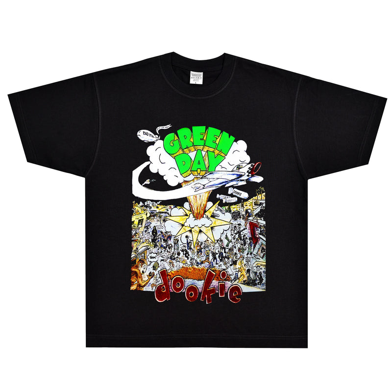 Rock Star T Shirt Green Day Ookie T-shirt Loose Retro Street Vintage Short Sleeve