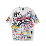 Men Vintage T-Shirts Saint Michael Joint Murakami Takashi Wash Short Sleeve Vintage