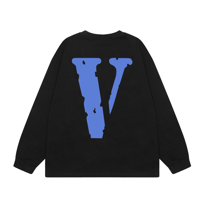 Vlone Sweatshirts Autumn and Winter Blue Big V Letter Crew Neck
