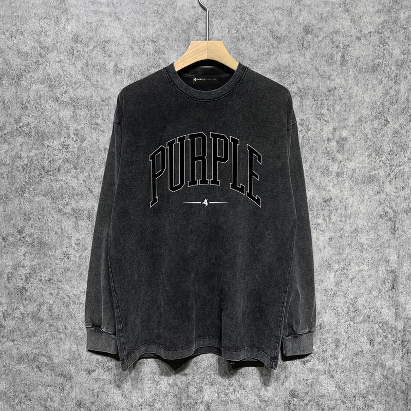 Purple Brand Distressed Long Sleeve Shirt Fashion Distressed Loose Long-sleeved Top