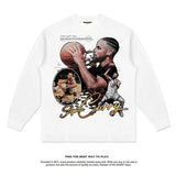 Nba Long Sleeved Shirt Autumn and Winter Curry Basketball Jersey Printed Long Sleeve T-shirt Washed Loose