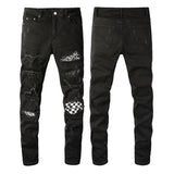 Amiri Jeans Hole & Patch Diamond Slim Fit #8538