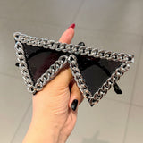 Trendy punk glasses triangle chain retro
