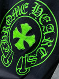 CHH Chrome Hearts T Shirts Fluorescent Green Classic Big Horseshoe Short Sleeve T-shirt