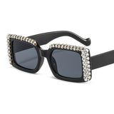 Trendy punk glasses diamond sunglasses uv protection