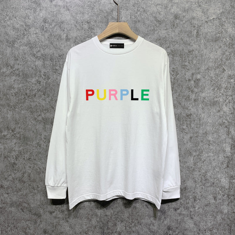 Purple Brand Long Sleeve T-Shirt Fashion Loose Long Sleeve Top