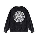 Purple Brand Distressed Sweatshirt Fashion Washed Black Long Sleeves Top