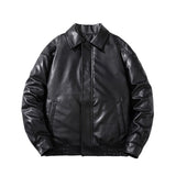 Mens Vintage Jackets Vintage PU Leather Jacket Padded Pilot Bike Leather Jacket