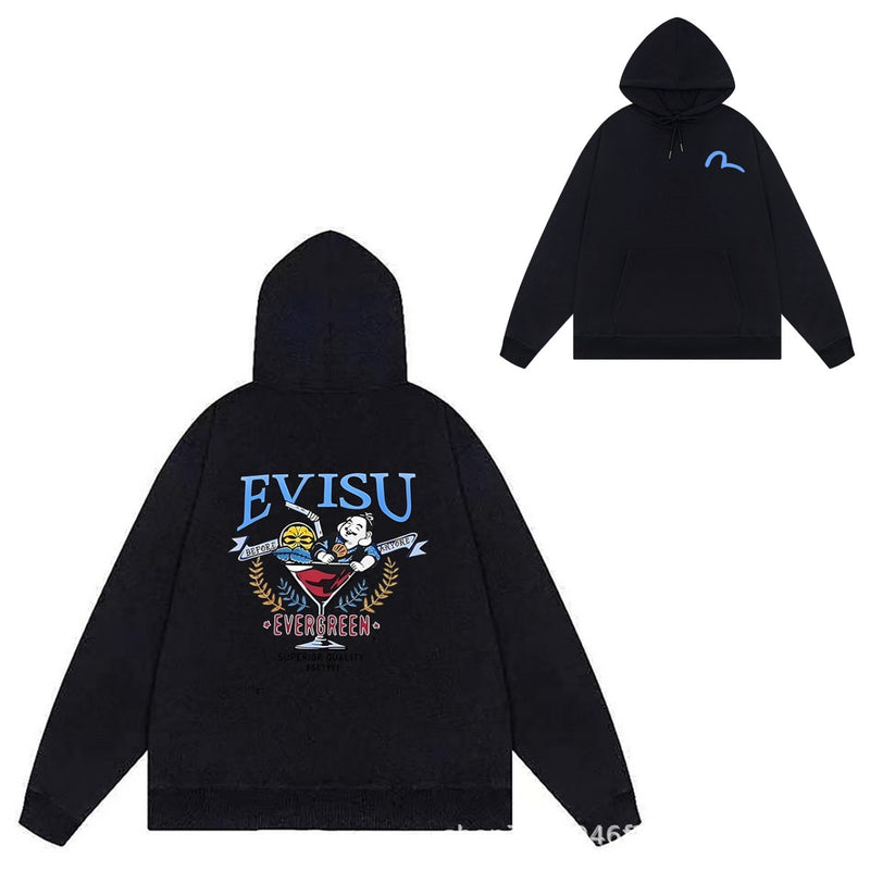 Evisu Hoodie print men and women