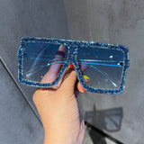 Trendy punk glasses diamond-encrusted uv protection