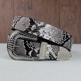 Hip-hop punk rhinestone belt python pattern