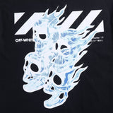Ow T Shirts Blue Flame Skull Print for Men and Women