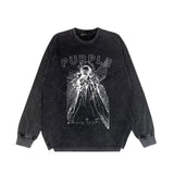 Purple Brand Distressed Long Sleeve Shirt Fashion Distressed Loose Long-sleeved Top