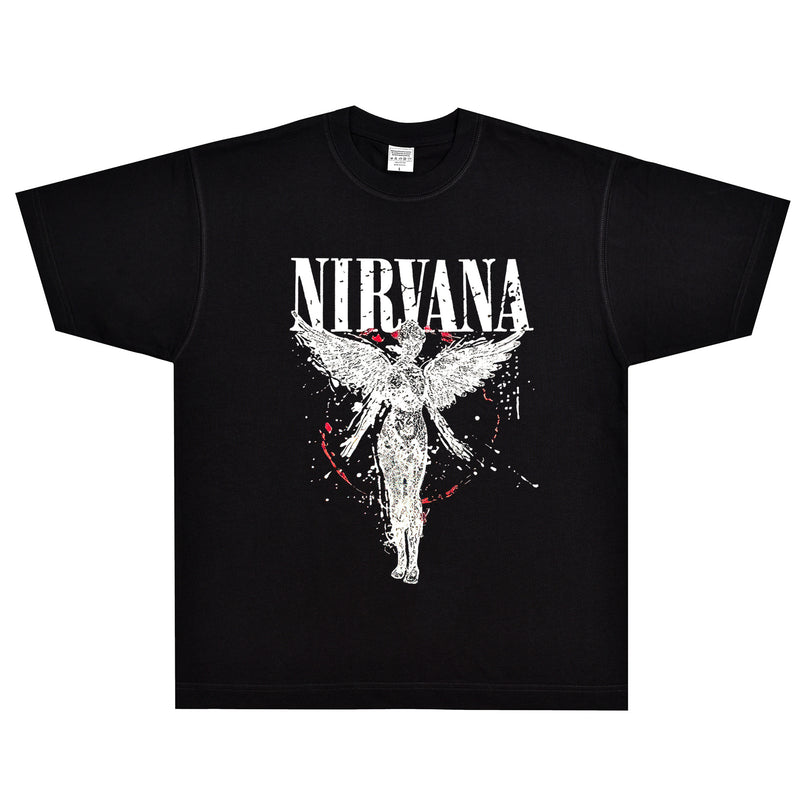 Rock Star T Shirt T-shirt Nirvana Band Rock American Style Loose Vintage Short Sleeve