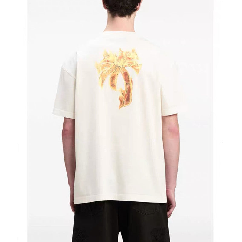 Palm Angels T Shirts Flame Palm Alphabet Short Sleeve T-Shirt
