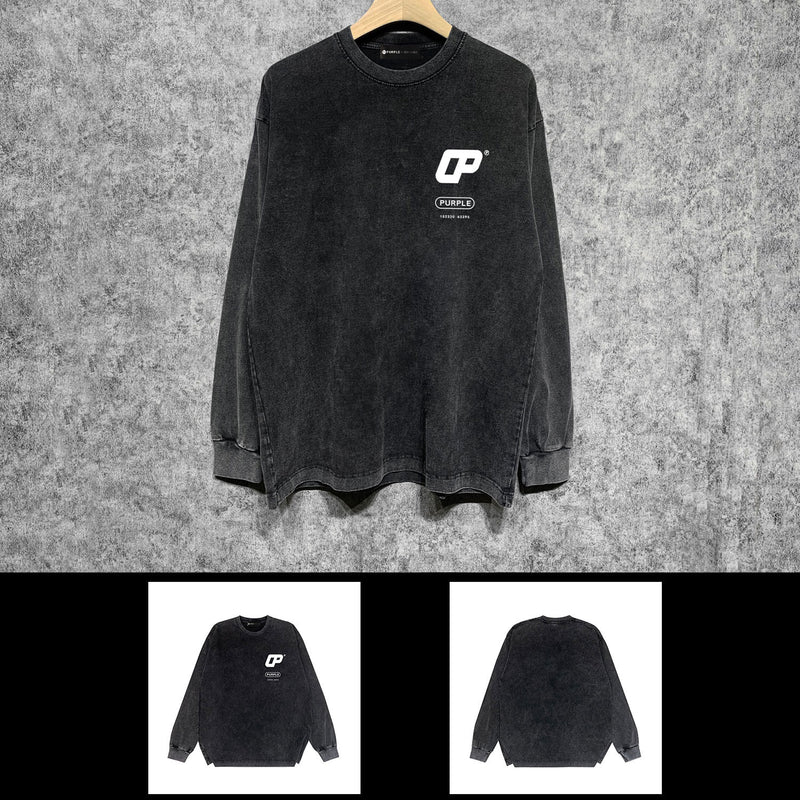 Purple Brand Distressed Long Sleeve Shirt Fashion Distressed Loose Long-sleeved Top