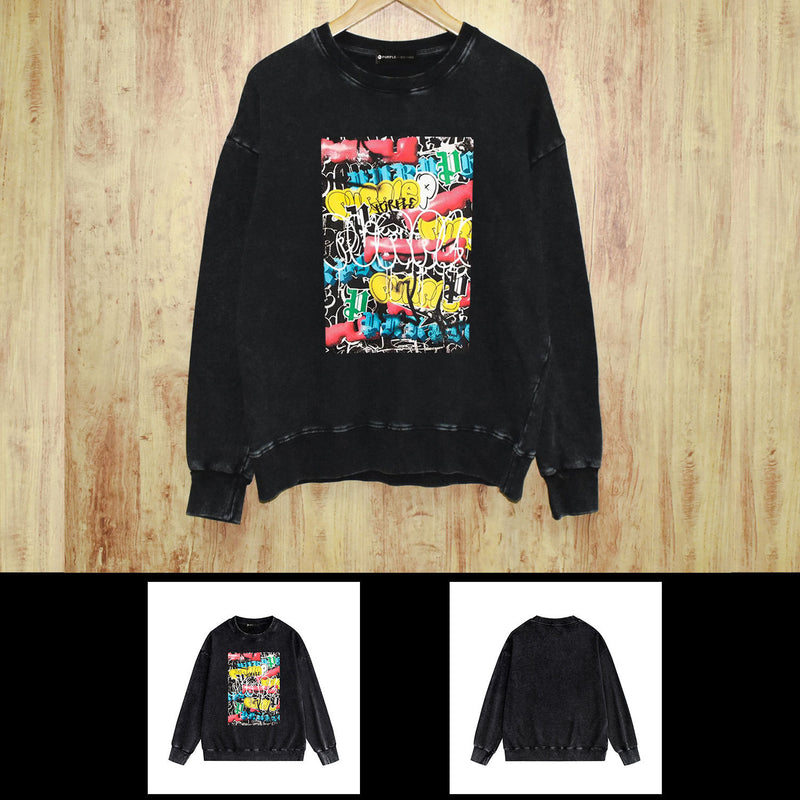 Purple Brand Distressed Sweatshirt Retro Vintage Crew Neck Sweater