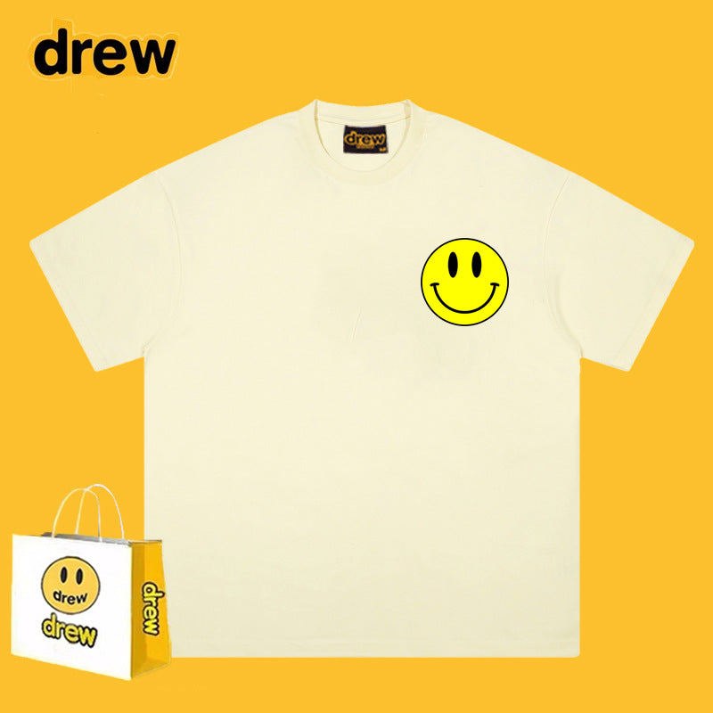 Drew T Shirts Smiley Face Print Short Sleeve Loose
