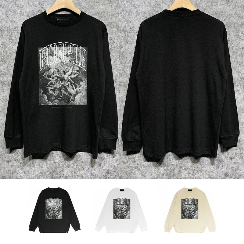 Purple Brand Long Sleeve T-Shirt Fashion Loose Long Sleeve Top