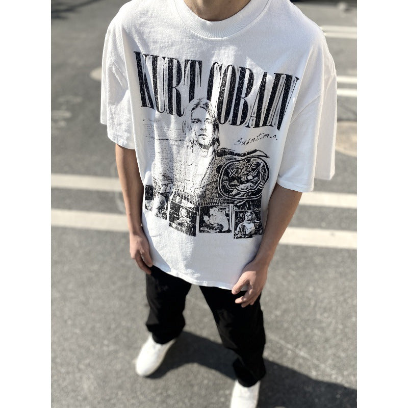 Mens Vintage T-Shirts VINTAGE Old Printed Crew Neck Short Sleeve T-Shirt