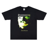 Rock Star T Shirt Austrian Summer Band Printed T-shirt Short Sleeve Loose Washed-out Distressed