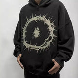 Men Vintage T-Shirts vintage made old thorns loose couple hooded