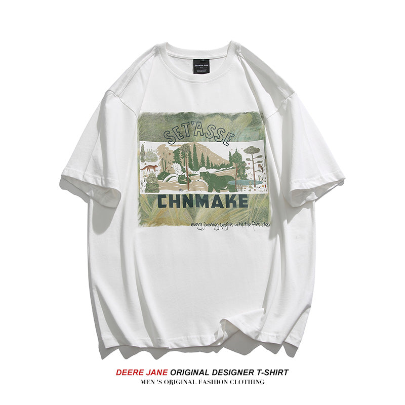 Men T-Shirts Short-Sleeved T-shirt Men Summer Pure Cotton Loose Leisure All-Matching