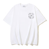 Off White T Shirts OW Dragon Letter Pattern Crew Neck Pullover Short Sleeves