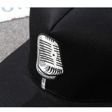Trendy flat brimmed hat headphone microphone shade