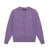 Ralph Lauren Knitted sweaters ruff pony standard twist wool crew neck knitted cardigan