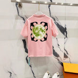 Off White T Shirts OW Moon Arrow Pattern Crew Neck Pullover Short Sleeves