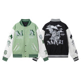 Amiri Jacket AMI Embroidered Angel Pattern Lapel Baseball Jacket for Men and Women