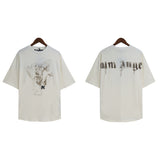 Palm Angels T-Shirts Pigeon Flow Lacquer Letter Foam Short Sleeve T-Shirt