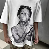 Men Vintage T-Shirts Vintage Wash Large Size Loose Print T-Shirt