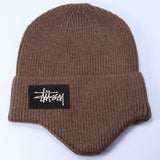 Stussy Hat Winter Knitted Hat Men's and Women's Warm Ear Protector Outdoor Wool Hat