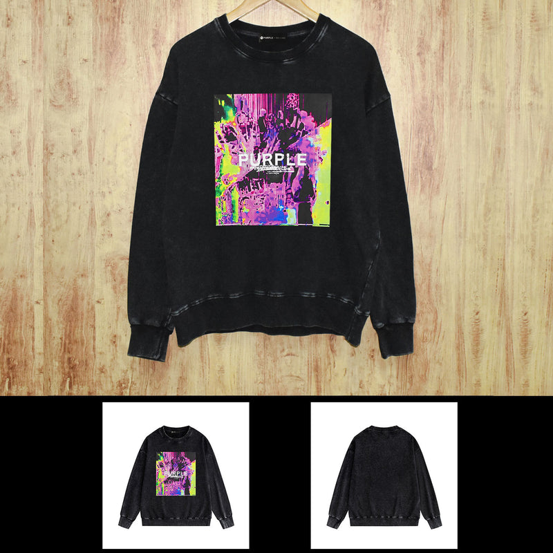 Purple Brand Distressed Sweatshirt Retro Vintage Crew Neck Sweater