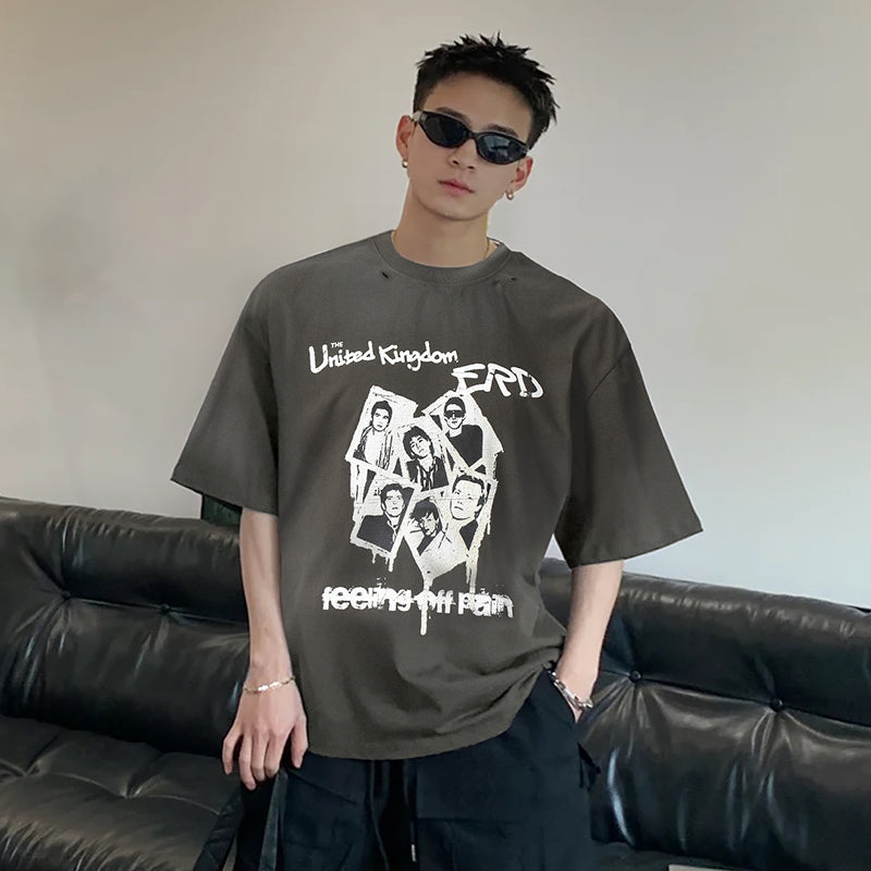 ERD T Shirts Washed Make Old Ripped T-shirt