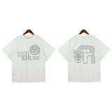 Rhude T Shirt Micro Label Letter Logo Line Pattern Short Sleeve T-Shirt Loose