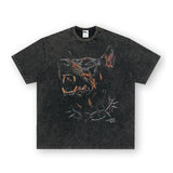 Vintage T-shirts Printed Short Sleeve T-Shirt Hellhound Washed Old Cotton