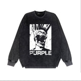 Purple Brand Distressed Long Sleeve Shirt Fashion Distressed Loose Long-sleeved Top