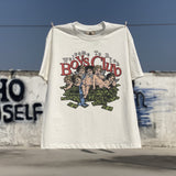 Men Vintage T-Shirts vintage short-sleeved Ouyang Nana rich club casual T-shirt