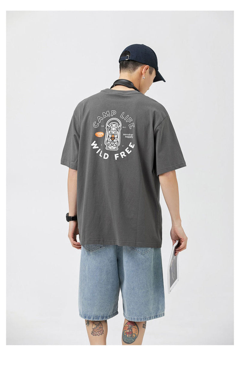 Men T-Shirts Short Sleeve T-shirt Men's and Women's Tops Summer Loose Half-Length Sleeve Versatile Casual