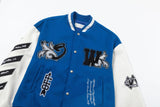 Off White Jacket Spring and Autumn, Cashew Flower Letter Pattern Baseball Jacket Jacket