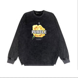 Purple Brand Distressed Long Sleeve Shirt Fashion Distressed Loose Long-sleeved Top